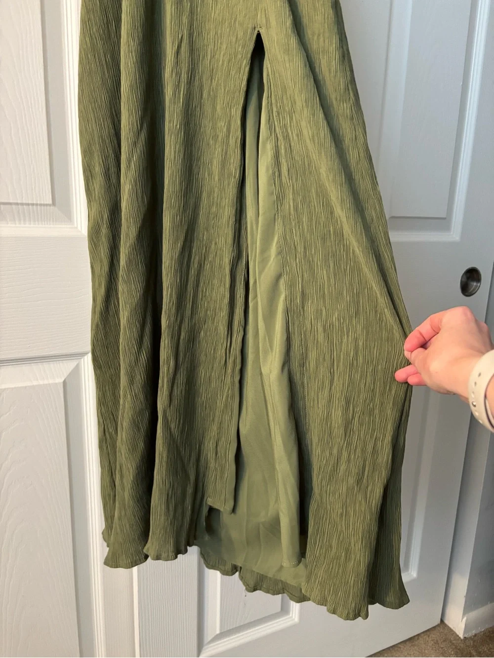 Abercrombie x Dede & Emily | Halter Maxi Dress | Olive Green | XS